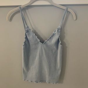 Brandy Melville light blue ruffled tank 1size